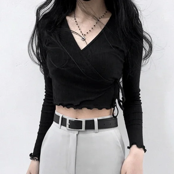 Cream Pointelle Wrap Top - Picture 3 of 3